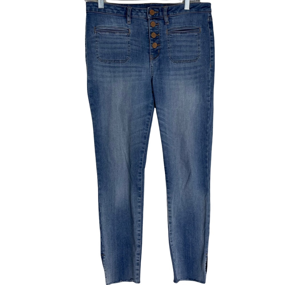William Rast Unique Cropped Button Fly Raw Hem High-rise Stretchy Skinny Jeans 8